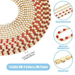 8m 4 Colors Brass Rhinestone Strass Chains&nbsp;CHC-TA0001-41
