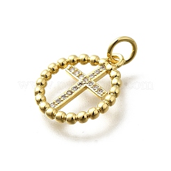 Brass Micro Pave Cubic Zirconia Pendants&nbsp;KK-P295-26G