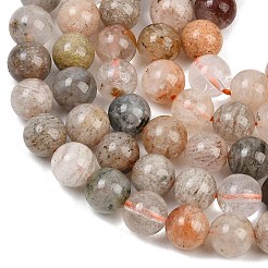 Natural Lodolite Quartz Beads Strands&nbsp;G-Z133-A02-8mm-01