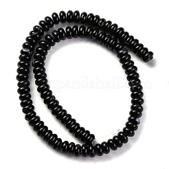 天然黒瑪瑙（染色・加熱）ビーズ連売り  ロンデル  8x4mm  穴：0.8mm  約95個/連  14.96''（38センチメートル）&nbsp;G-G177-F01-01