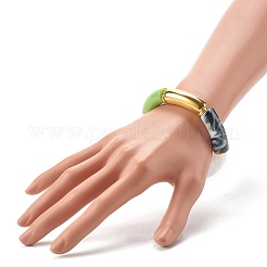 分厚いカーブチューブビーズストレッチブレスレット  ccbプラスチック＆アクリル天然石風用原石ブレスレット  ブルー  内径：2-1/8インチ（5.5cm）&nbsp;BJEW-JB06683-01