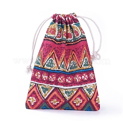 黄麻布製梱包袋ポーチ  巾着袋  レッド  17.3~18.2x13~13.4cm&nbsp;X-ABAG-L005-G12
