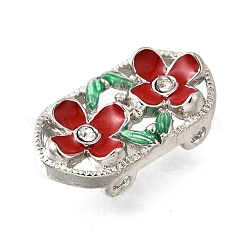 Brass Crystal Rhinestone Oval with 2 Flower Multi-Strands Links&nbsp;KK-P306-20P