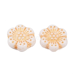 ボヘミアチェコのプレスガラスビーズ  花  桃パフ  12.5x13.5x3.5mm  穴：1mm  約274個/袋&nbsp;GLAA-I061-08A