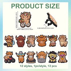 PVC製シューズバックル12個  靴の装飾  牛  28.5~29.5x23.5~27.5x15mm&nbsp;AJEW-SZ0002-81D