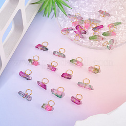 30 個 3 色電気メッキ天然水晶ペンダント  真鍮の丸カン付きナゲットチャーム  ゴールドカラー  ミックスカラー  18~20mm  10個/カラー&nbsp;PALLOY-TAC0227