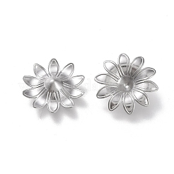 変色しない304ステンレススチールビーズキャップ  マルチ花弁  穴なし/ドリルなし  花  ステンレス鋼色  18x18x4mm&nbsp;LS-STAS-K194-11P