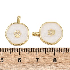 真鍮チャーム  エナメル  足の丸いフラットラウンド  16KGP本金メッキ  18x13x1.5mm  穴：3x2mm&nbsp;KK-C132-37G