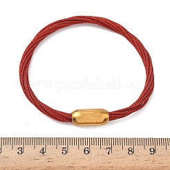 304ステンレススチールとポリエステルメタリックコードの女性用ブレスレット  魚糸インナーとマグネット留め具付き  イオンプレーティング（ip）  レッド  7-1/4インチ（18.3cm）&nbsp;BJEW-Z145-01G-30