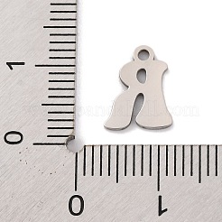 変色しない201ステンレススチールチャーム  レーザー切断  レターチャーム  文字r  10.5x8x1mm  穴：1.2mm&nbsp;STAS-U016-01P-R