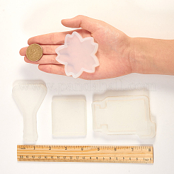 カップマットシリコンモールド  レジン型  UVレジン用  エポキシ樹脂ジュエリー作り  使い捨てのプラスチック製移送ピペットと使い捨てのラテックス製指サック付き  ホワイト&nbsp;DIY-SC0007-57