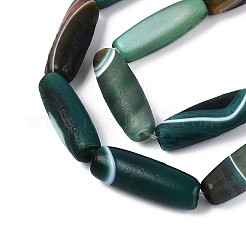 天然石瑪瑙ビーズ連売り  染め＆加熱  艶消し  バレル  ティール  27~30.5x9~10.5mm  穴：2.5~3.5mm  約10個/連  11.42~11.81インチ（29~30cm）&nbsp;G-N357-06A-01