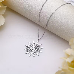 Christmas 304 Stainless Steel Snowflake Pendant Necklaces&nbsp;FS-WG2B4AB-01