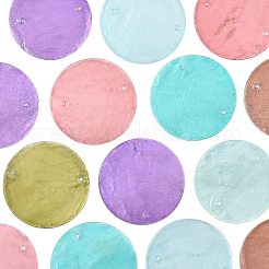 24Pcs 8 Colors Spray Painted Natural Capiz Shell Disc Links Connector Charms&nbsp;SSHEL-FS0001-06