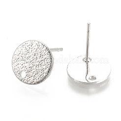 真鍮のスタッドピアスのパーツを打つ  フラットラウンド  ニッケルフリー  プラチナメッキ  10mm  穴：1mm  ピン：0.8~0.9mm&nbsp;KK-S345-202P