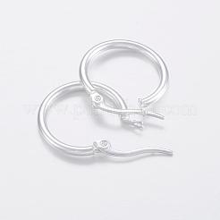 304ステンレススチールフープピアス  低刺激性のイヤリング  銀  21x20x2mm  12ゲージ  ピン：1x0.8mm&nbsp;EJEW-H327-01C