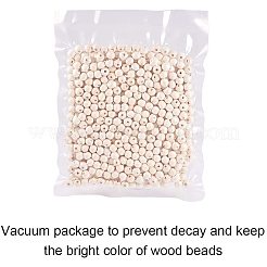 未完成の木製ビーズ  天然木製ルースビーズスペーサービーズ  ラウンド  10x10~12mm  穴：2mm&nbsp;WOOD-PH0008-19