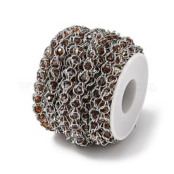 304ステンレススチールガラスリンクチェーン  溶接されていない  スプールで  ゴールデンロッド  10x8x8mm&nbsp;CHS-L029-10P-02
