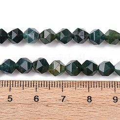 天然石モスアゲートビーズ連売り  スターカットラウンドビーズ  多面カット  5~6mm  穴：1mm  約61個/連  14.92''（37.9センチメートル）&nbsp;G-F523-37-6mm