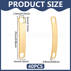 201 ステンレス鋼リンク/コネクター  カーブ四角形  空白タグのスタンプ  18KGP本金メッキ  25x4x0.8mm  穴：3x2.5mm  40個/セット&nbsp;STAS-UN0063-39G