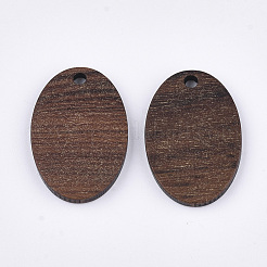 ウォールナットウッドペンダント  オーバル  サドルブラウン  23x16x2.5~3mm  穴：2mm&nbsp;WOOD-S054-27