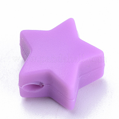 食品グレードの環境に優しいシリコーンビーズ  スター  暗紫色  14x13.5x8mm  穴：2mm&nbsp;X-SIL-T041-04