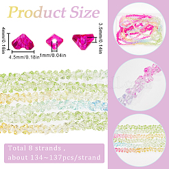 8 Strands Transparent Gradient Color Glass Bead Strands&nbsp;GLAA-SC0002-02C