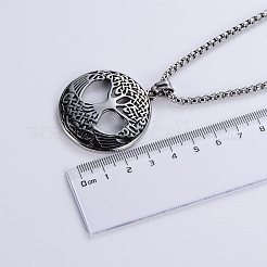 Retro Fashion Punk 304 Stainless Steel Tree of Life Pendant Necklaces for Men&nbsp;RE4265