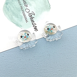 ルミナス透明レジンペンダント  タコチャーム  金箔  ダークターコイズ  27x25x10mm  穴：1.8mm&nbsp;RESI-A022-02B