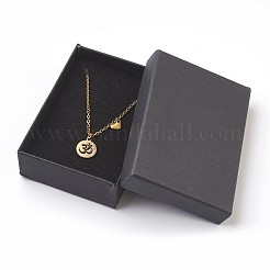 304ステンレススチールペンダントネックレス  ヨガ/ omシンボル模様のフラットラウンド  厚紙のギフトボックス  ゴールドカラー  17.51インチ（43.5cm）  箱：9x6.5x2.7センチメートル&nbsp;NJEW-JN02214-01