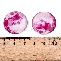 蛍光ガラスカボション  半月と月  暗闇で光るビーズ  赤ミディアム紫  25x7.5mm&nbsp;GGLA-T004-12G