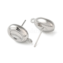 ループ付き真鍮スタッドピアス検索  オーバル  プラチナメッキ  17x10mm  穴：1.5mm  ピン：10x0.8mm&nbsp;KK-C042-06P