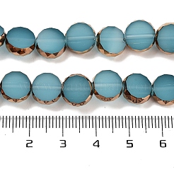 ジェイド風ガラスビーズ連売り  フラットrounnd  多面カット  士官候補生ブルー  9.5~10x3.5~4mm  穴：1.4mm  約40個/連  14.09~14.49''（35.8~36.8センチメートル）&nbsp;GLAA-H032-03-03