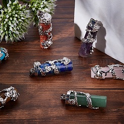 7Pcs 7 Style Natural & Synthetic Gemstone Pendants&nbsp;G-SC0001-48