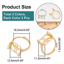 4Pcs 2 Colors Adjustable Brass Ring Components&nbsp;KK-PH0005-29