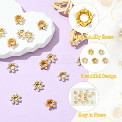 15個 3スタイルラックメッキフラワー真鍮ビーズ  absプラスチックパール  鉛フリー＆カドミウムフリー  長持ちメッキ  18KGP本金メッキ  11x3~4.5mm  穴：3~4.5mm  5個/スタイル&nbsp;KK-CJ0002-66