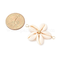 Natural Mixed Cowrie Shell Connector Charms&nbsp;PALLOY-JF03858-02