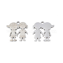 変色しない201ステンレススチールペンダント  女の子  ステンレス鋼色  16x15.5x1mm  穴：1.5mm&nbsp;STAS-N091-147P
