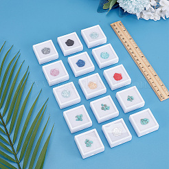 透明窓付きプラスチック製ルースダイヤモンドボックス15個  内側のベルベットと  正方形  ホワイト  40x40x15mm&nbsp;OBOX-HY0001-02A