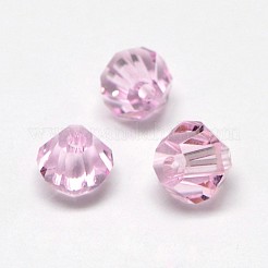 模造5301ダブルコーンビーズ  透明ガラスファセットビーズ  パールピンク  4x3mm  穴：1mm  約720個/袋&nbsp;GLAA-F026-A09