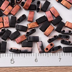 MIYUKIハーフティラビーズ  日本製シードビーズ  2の穴  （htl4562)サンセットマット  5x2.3x1.9mm  穴：0.8mm  約250PCS /ボトル  10 G /ボトル&nbsp;SEED-JP0008-HTL4562