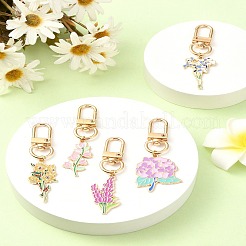 Alloy Enamel Flower Pendant Decorations&nbsp;HJEW-YW00023-01