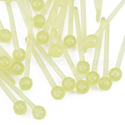 プラスチック製の小さなボール スタッド イヤリング  女性用ポストイヤリング  緑黄  14x2.5mm  ピン：0.9mm&nbsp;EJEW-N022-01C