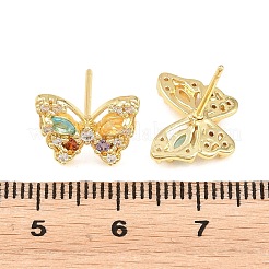 Brass Micro Pave Cubic Zirconia Stud Earrings for Women&nbsp;KK-A305-09G-02