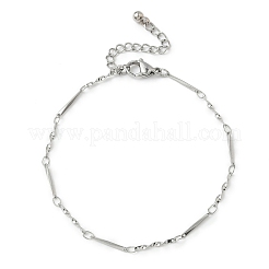 304ステンレススチールツイストリンクバーチェーンブレスレット（女性用）  ステンレス鋼色  長さ7-1/2インチ(19cm)+48mmエクステンダー&nbsp;BJEW-JB11838