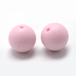 食品グレードの環境に優しいシリコーンビーズ  ラウンド  ピンク  8~10mm  穴：1~2mm&nbsp;SIL-R008A-58