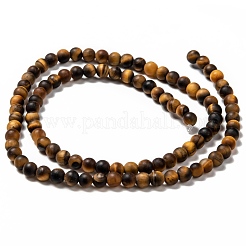 Natural Frosted Tiger Eye Round Bead Strands&nbsp;G-M064-4mm-02