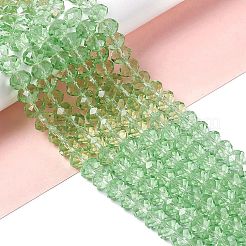 変色防止の手作りガラスビーズ  ファセットロンデル  淡緑色  12x8mm  穴：1mm  約68~70個/連  58~59cm&nbsp;G02YI0J4