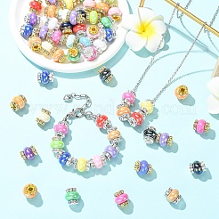 20Pcs 2 Styles Resin Beads with Brass Rhinestone Rondelle&nbsp;KK-YW0004-31