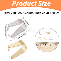 240個 2色 304ステンレススチール スナップオンベイル  ゴールデン·ステンレス鋼色  7x6.5x3mm  120個/カラー&nbsp;STAS-CN0001-78